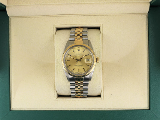 1987 Rolex Datejust 16013 Champagne Dial TT 18kt Jubilee No Papers 36mm