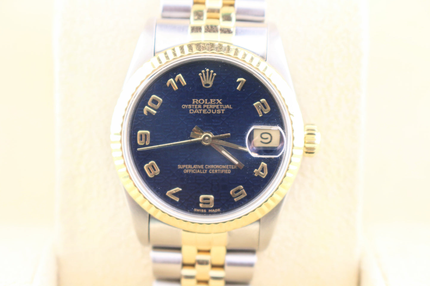 1985 Rolex Datejust Midsize 68273 Blue Arabic Dial TT 18kt Jubilee No Paper 31mm