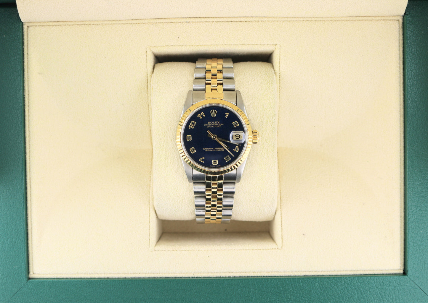 1985 Rolex Datejust Midsize 68273 Blue Arabic Dial TT 18kt Jubilee No Paper 31mm