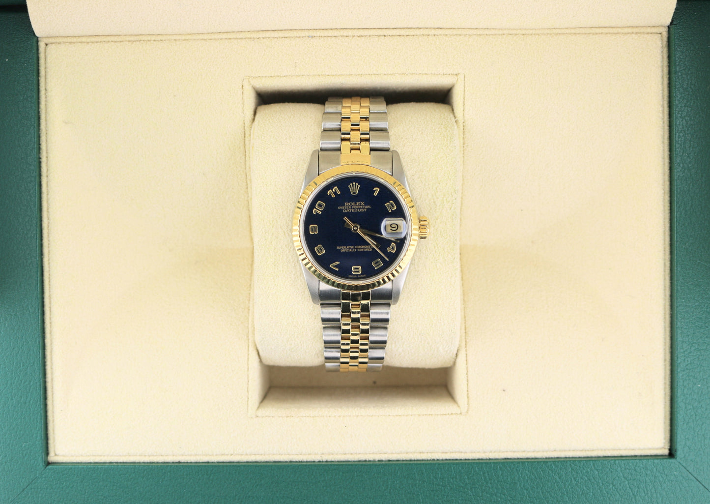 1985 Rolex Datejust Midsize 68273 Blue Arabic Dial TT 18kt Jubilee No Paper 31mm