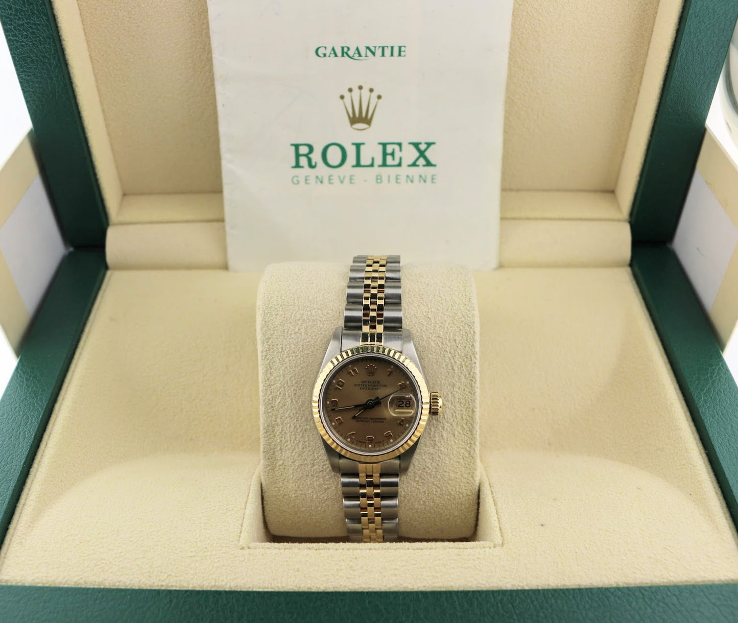 1986 Rolex Lady Datejust 69173 Champagne Arabic Dial TT 18kt Jubilee Papers 26mm