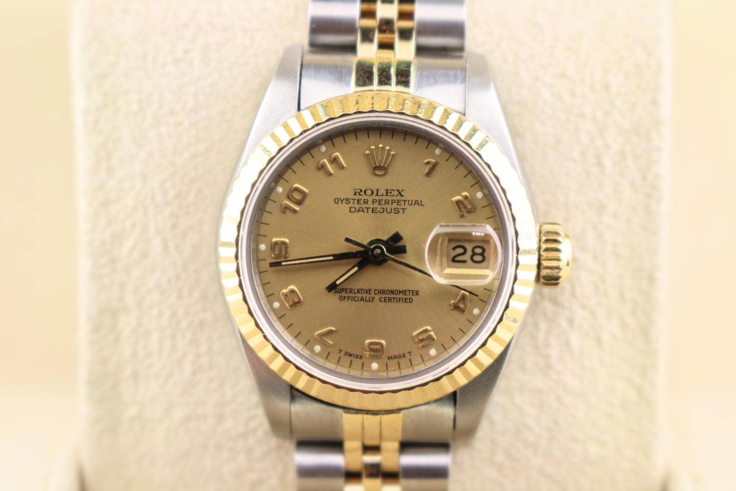 1986 Rolex Lady Datejust 69173 Champagne Arabic Dial TT 18kt Jubilee Papers 26mm