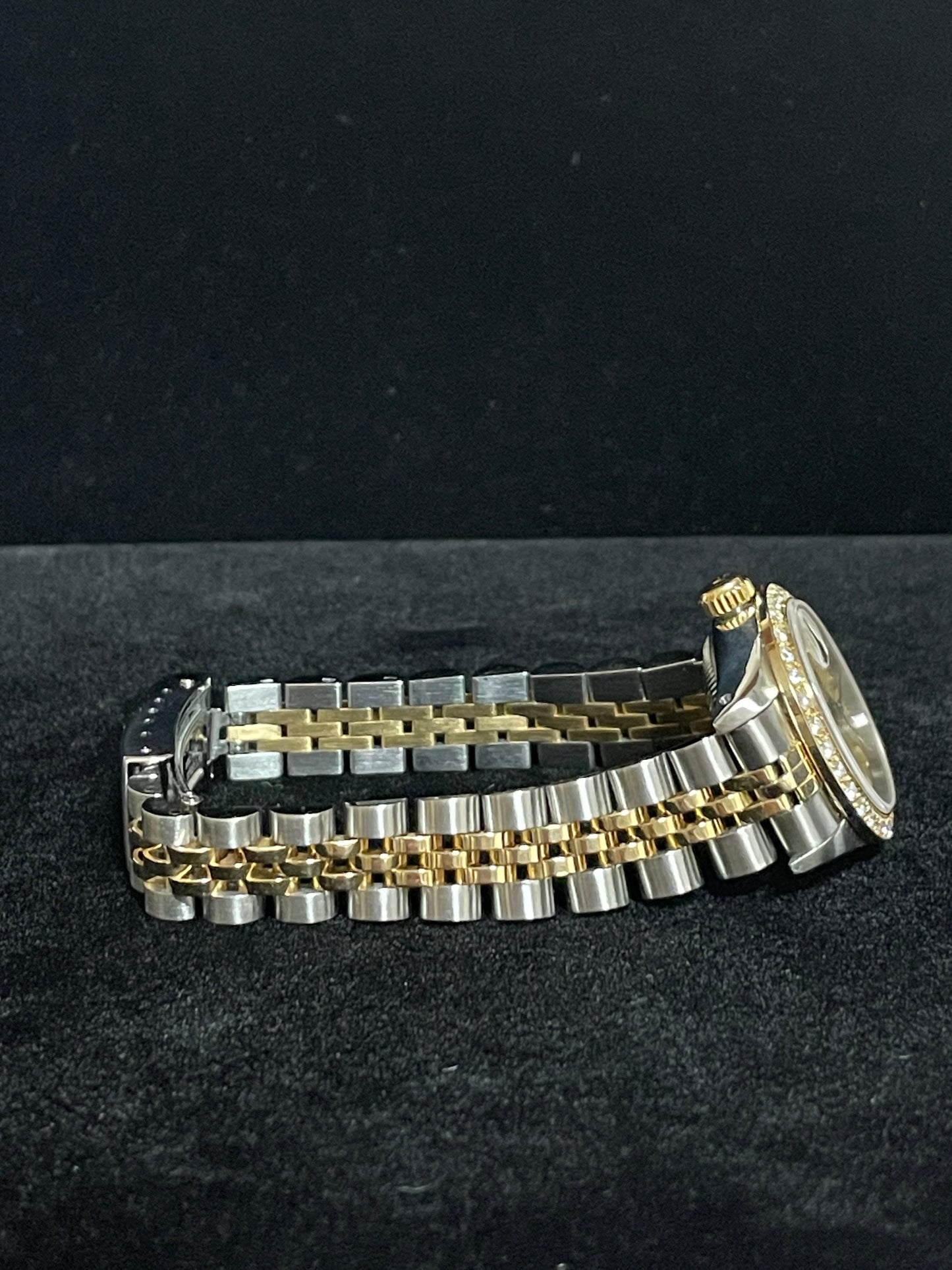 Rolex Ladies Datejust 69173 Champ Tapestry Dial Diamond Bezel TT 18k Jubilee 26m
