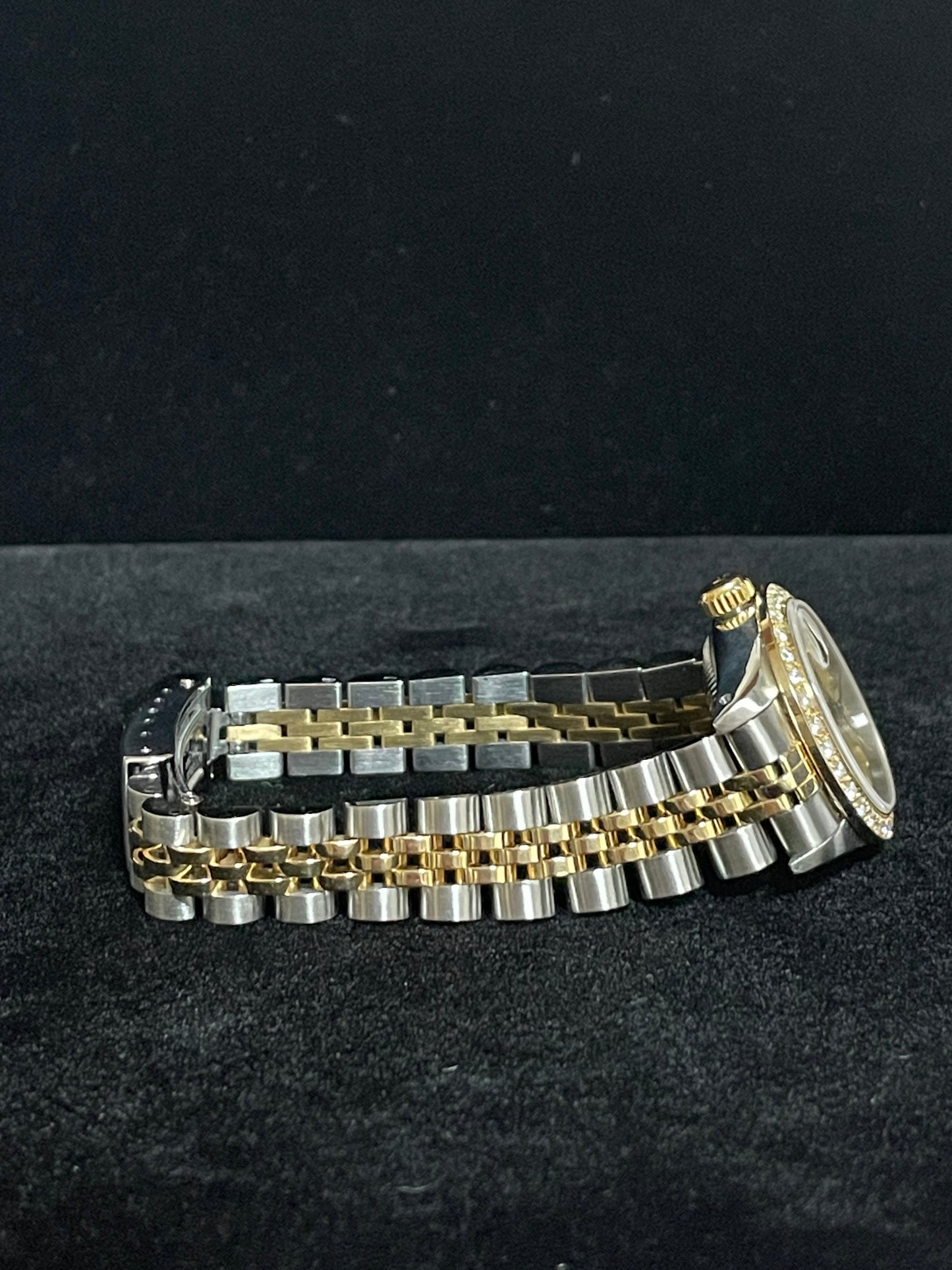 Rolex Ladies Datejust 69173 Champ Tapestry Dial Diamond Bezel TT 18k Jubilee 26m