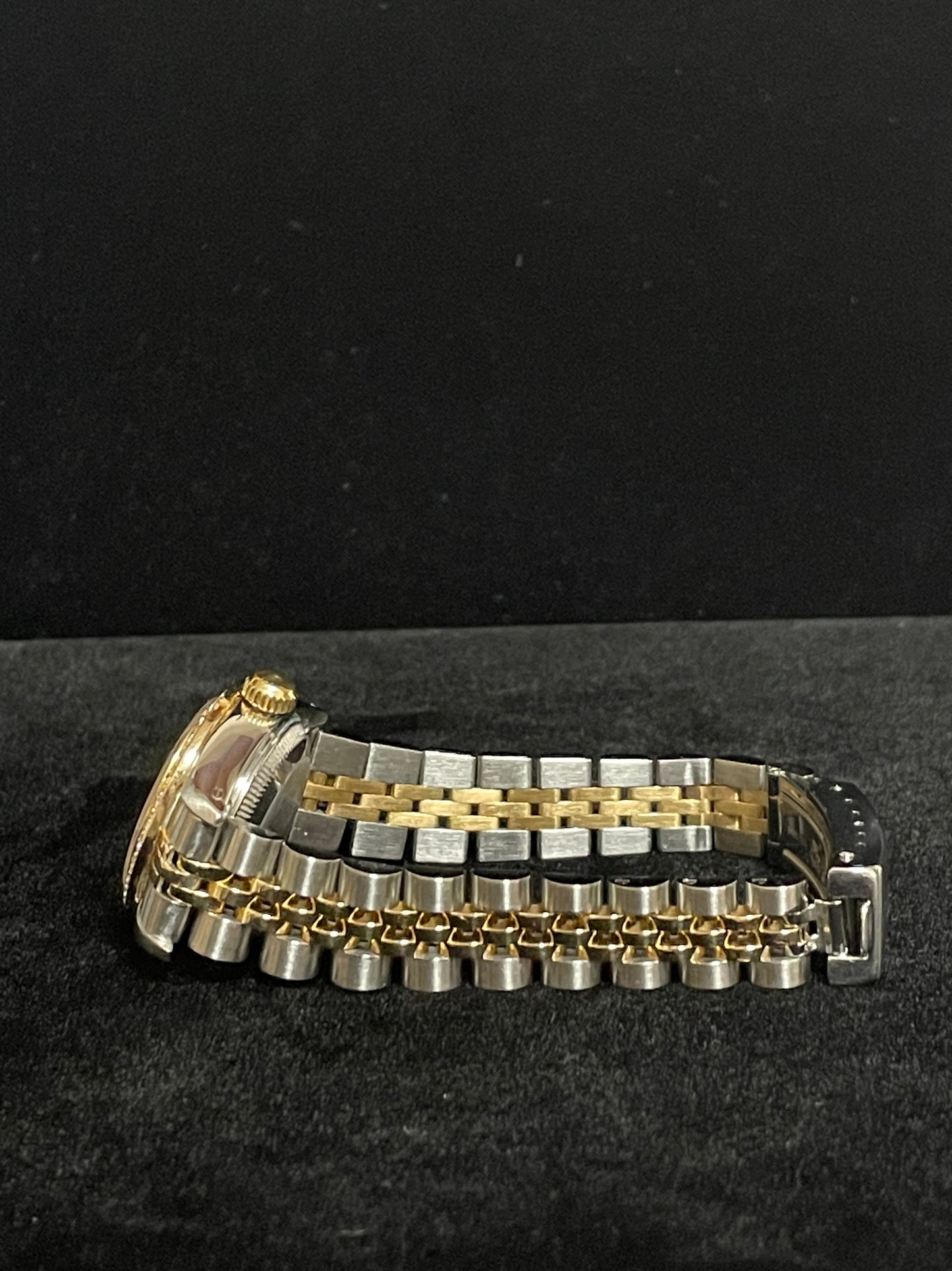 Rolex Ladies Datejust 69173 Champ Tapestry Dial Diamond Bezel TT 18k Jubilee 26m