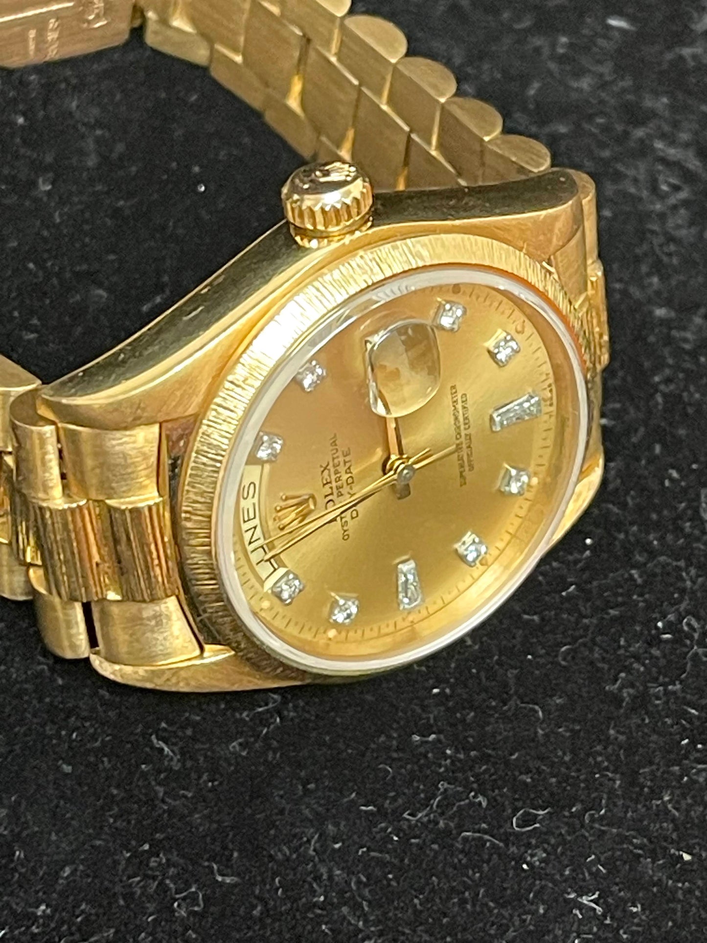 1979 Rolex Day-Date 18078 Champagne Diamond Dial Spanish Datewheel No Papers 36