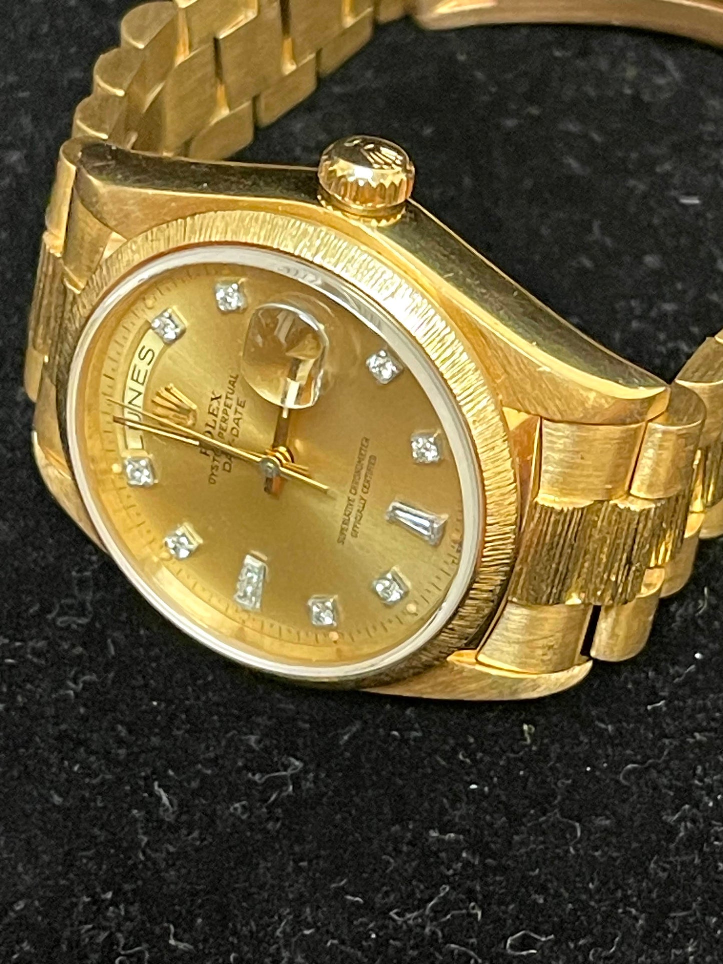 1979 Rolex Day-Date 18078 Champagne Diamond Dial Spanish Datewheel No Papers 36
