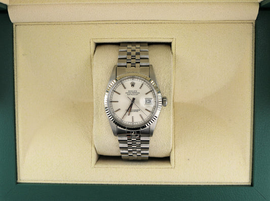 1984 Rolex Datejust 16014 Silver Tapestry Dial SS Jubilee No Papers 36mm
