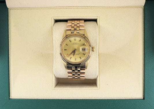 1961 Rolex Datejust 1601 Champagne Dial 14kt Rose Gold Jubilee No Papers 36mm