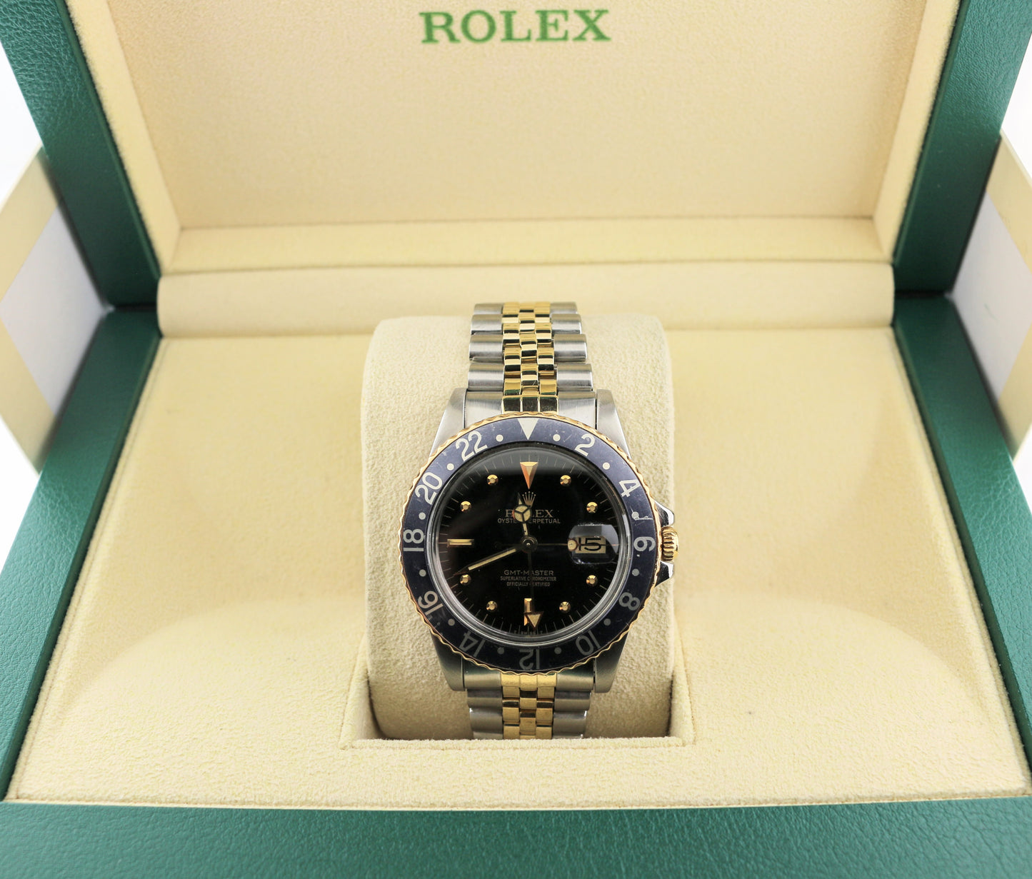 1981 Rolex GMT-Master 16753 Black Nipple Dial TT 18kt Jubilee No Papers 40mm