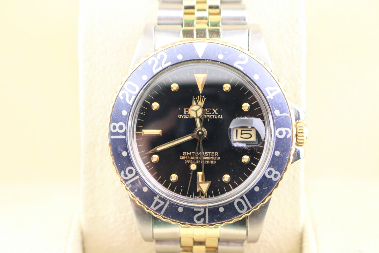1981 Rolex GMT-Master 16753 Black Nipple Dial TT 18kt Jubilee No Papers 40mm