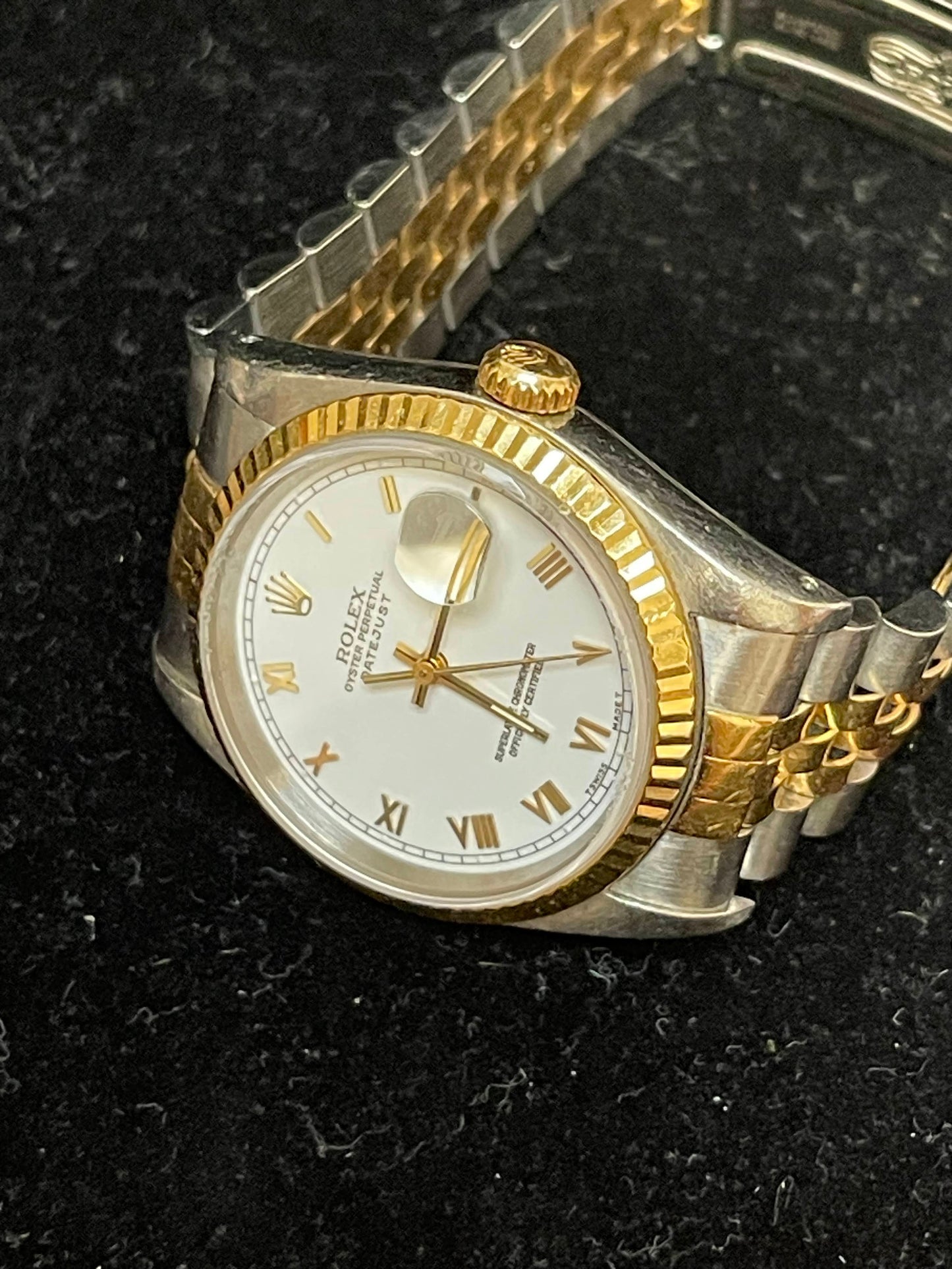 1993 Rolex Datejust 16233 White Roman Dial TT Jubilee No Papers 36mm