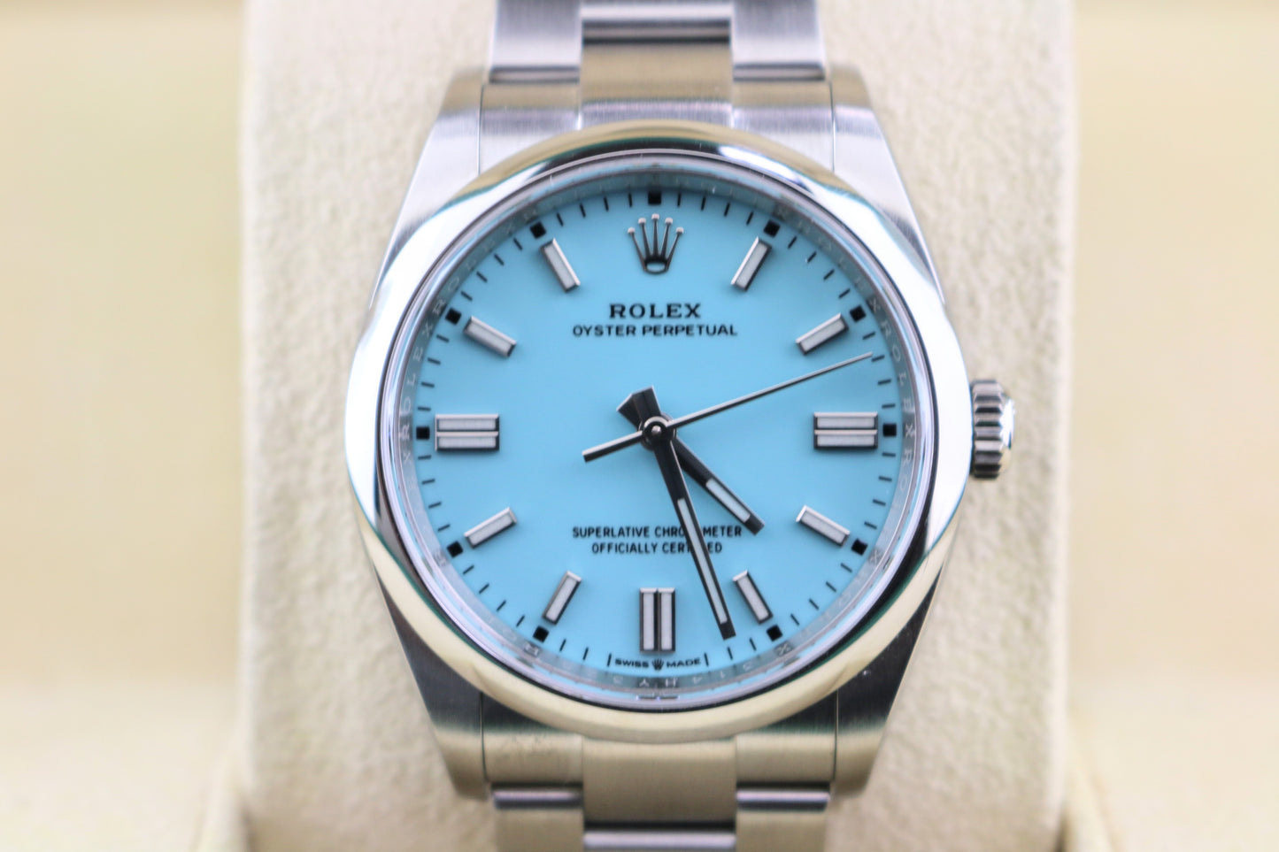 2021 Rolex Oyster Perpetual 126000 Tiffany Dial SS Oyster With Papers 36mm