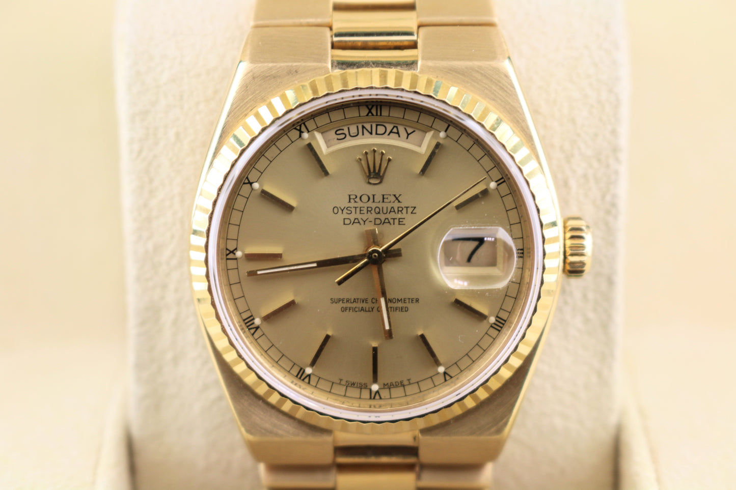 1979 Rolex Day-Date OysterQuartz 19018 Champagne Dial 18kt President 36mm