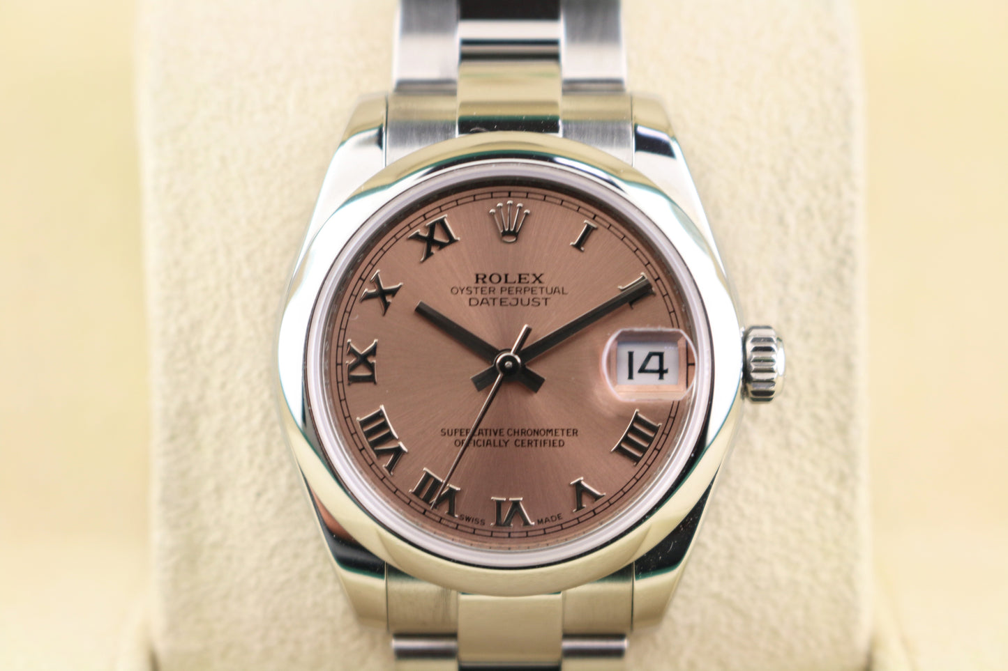 2012 Rolex Midsize Datejust 178240 Pink Roman Dial SS Oyster With Papers 31mm