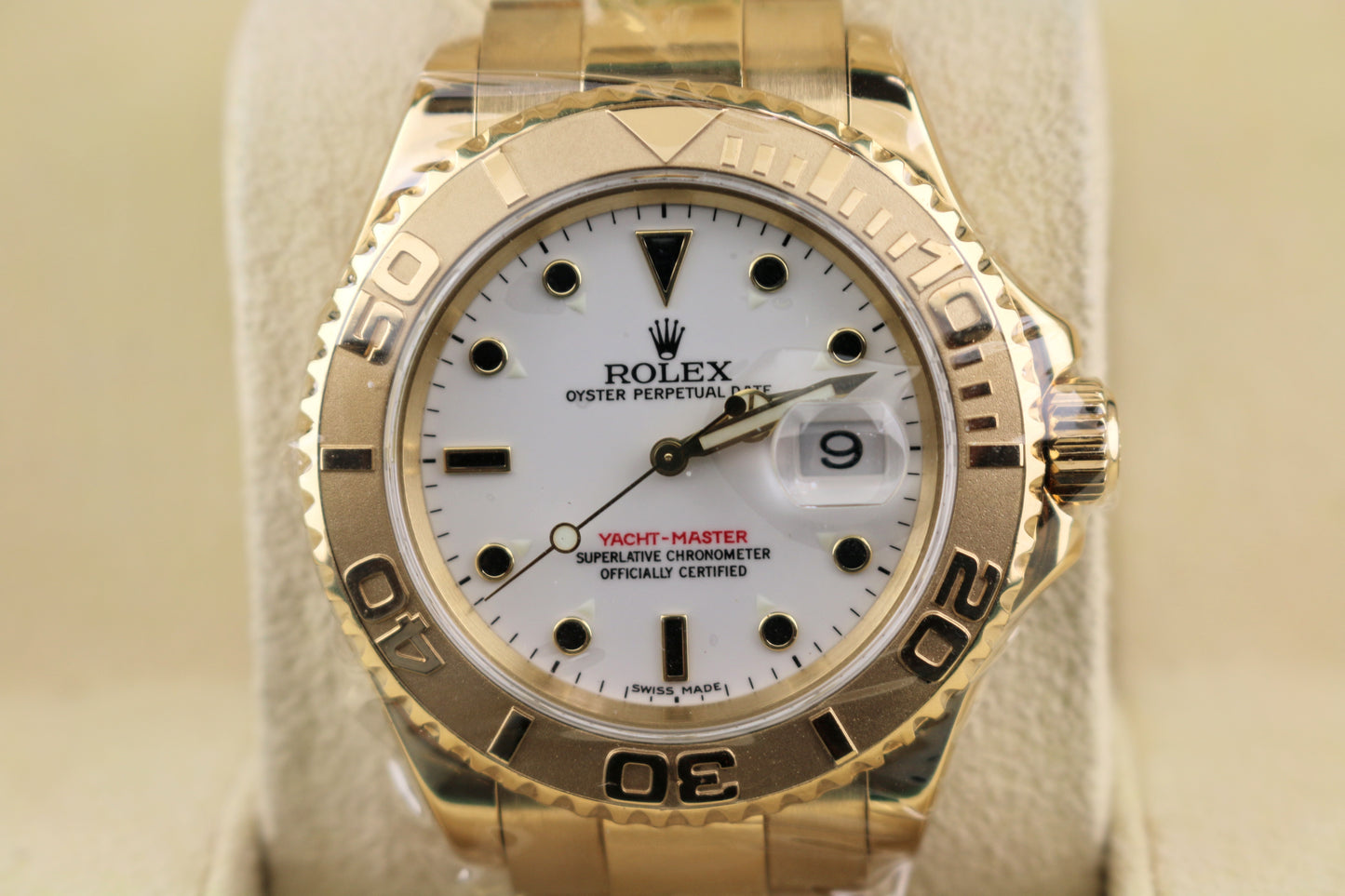 2001 Rolex Yacht-Master 16628 White Dial YG 18kt Oyster With Papers + Books 40mm