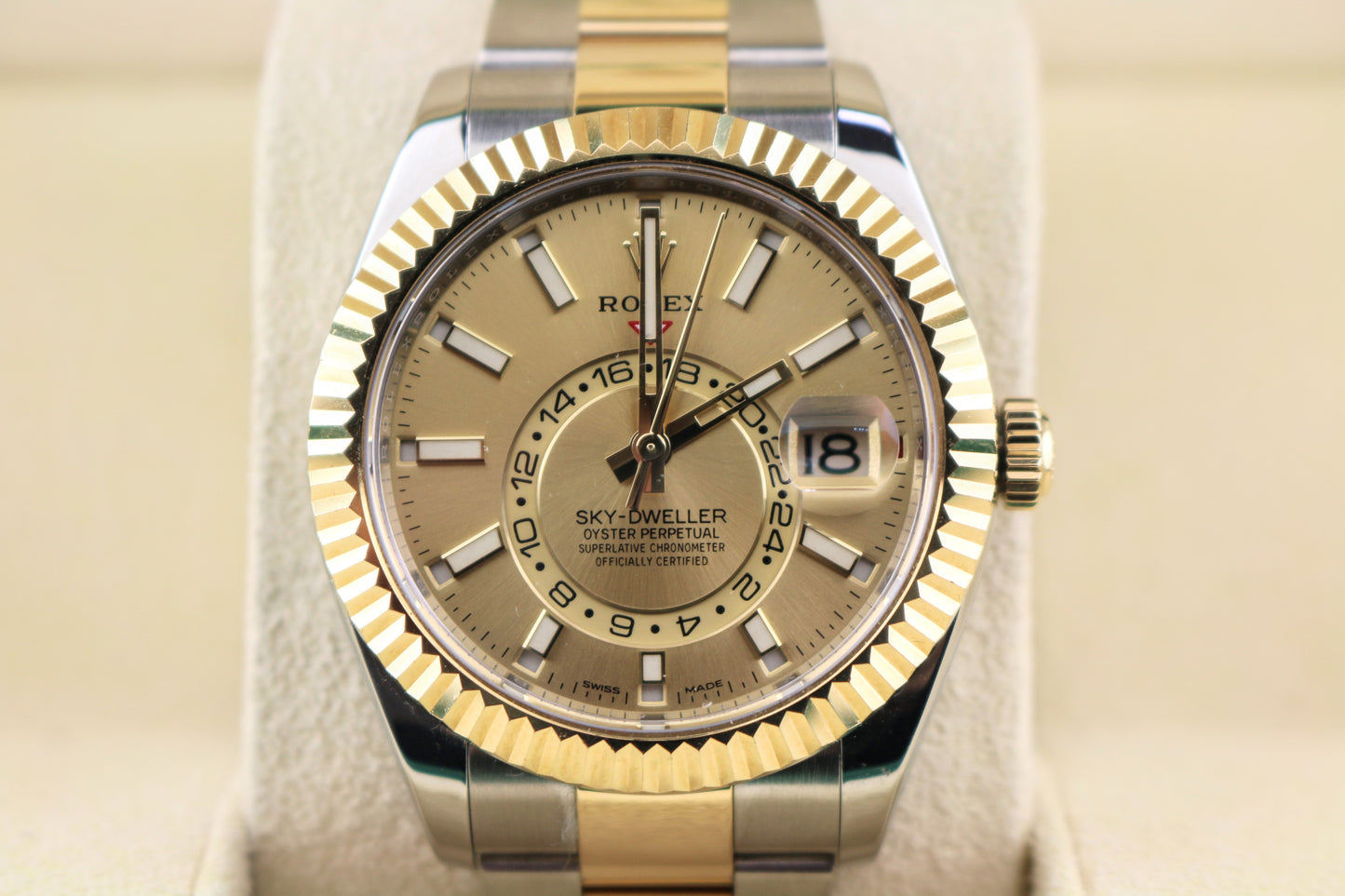 OHT 2020 Rolex Sky-Dweller 326933 Champagne Dial TT 18kt Oyster With Papers 42mm