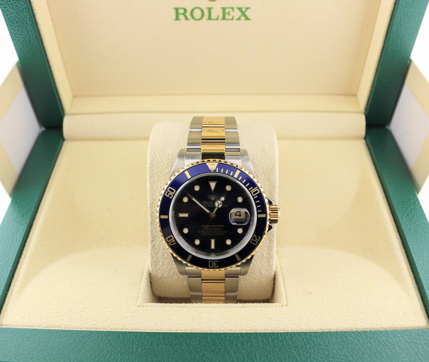 2004 Rolex Submariner Bluesy 16613 Blue Dial TT 18kt SEL Oyster No Holes 40mm
