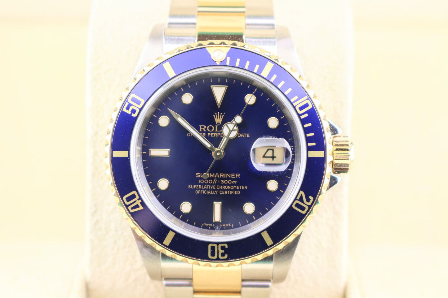 2004 Rolex Submariner Bluesy 16613 Blue Dial TT 18kt SEL Oyster No Holes 40mm