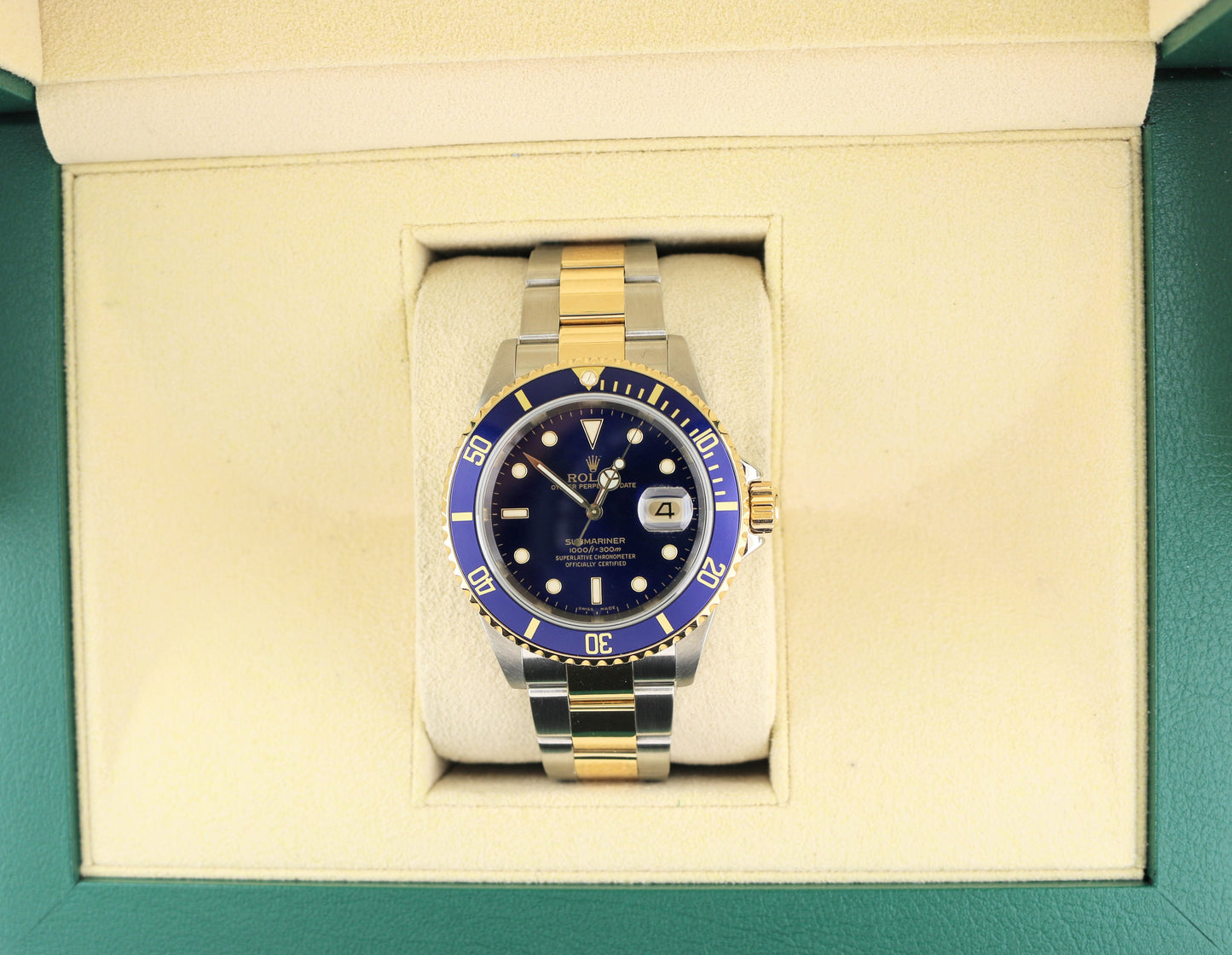 2004 Rolex Submariner Bluesy 16613 Blue Dial TT 18kt SEL Oyster No Holes 40mm