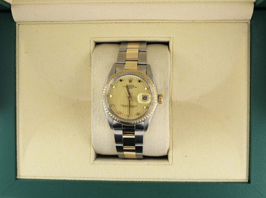 1974 Rolex Date 1505 Champagne Striped Dial TT Oyster No Papers 34mm