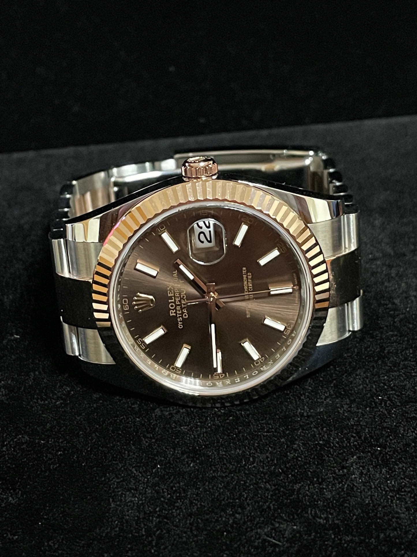2023 Rolex Datejust 126331 Chocolate Dial TT 18kt Oyster Rose With Papers 41mm