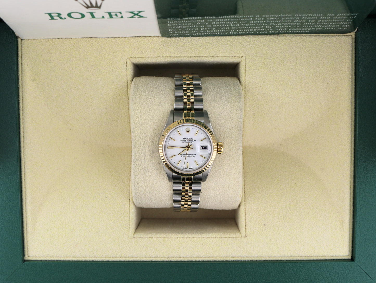 Rolex Ladies Datejust 69173 White Dial TT 18kt Jubilee With Papers 26mm