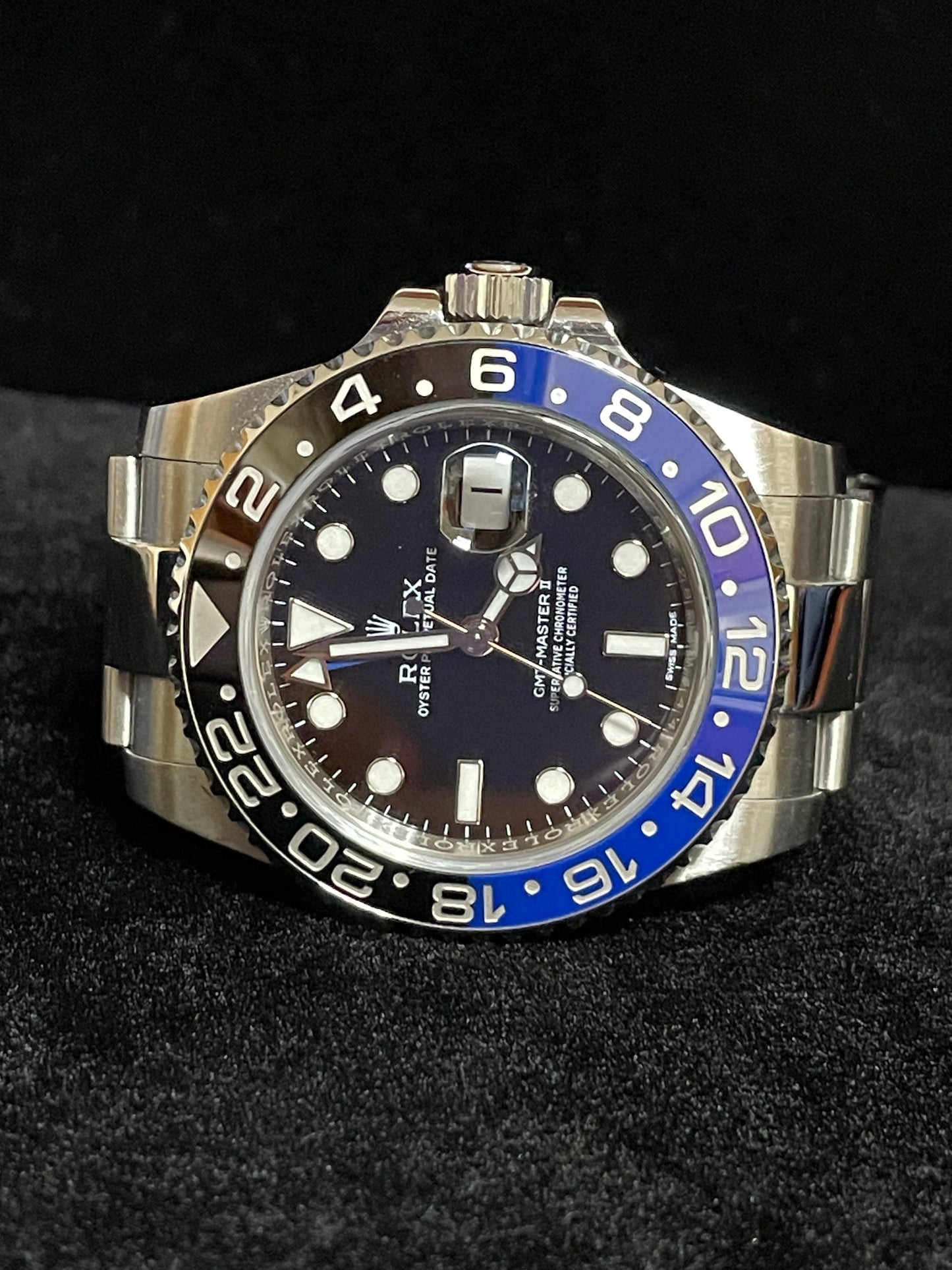 OH 2013 Rolex GMT-Master II Batman 116710BLNR Black Dial SS Oyster With Papers 40mm