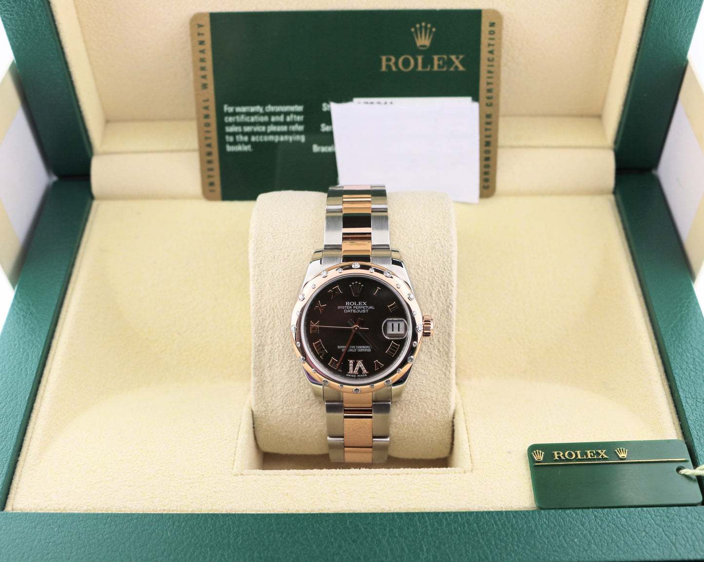 Rolex Datejust 178341 Chocolate Diamond VI Dial and Bezel TT Rose W/ Papers 31mm