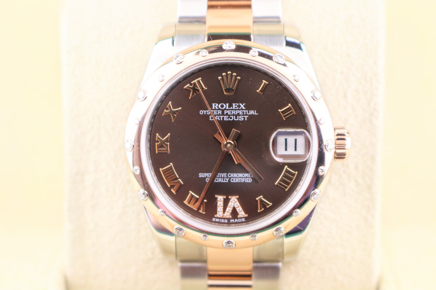 Rolex Datejust 178341 Chocolate Diamond VI Dial and Bezel TT Rose W/ Papers 31mm