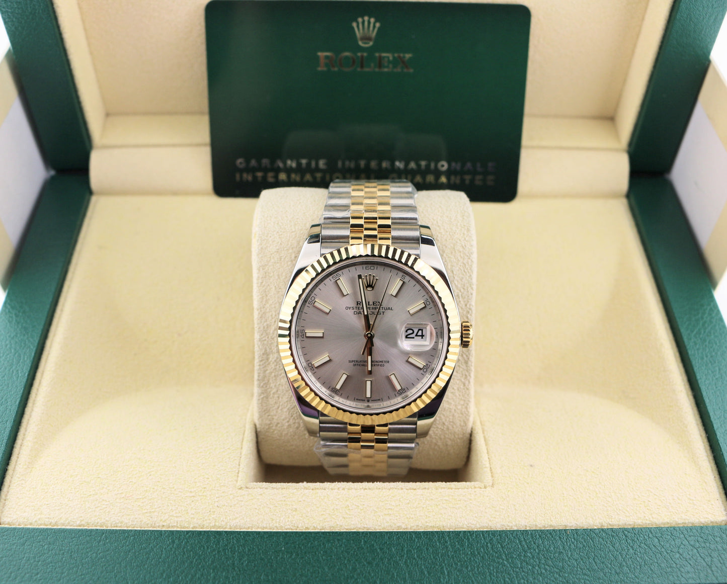 2023 Rolex Datejust 126333 Silver Stick Dial TT 18kt Jubilee With Papers 41mm