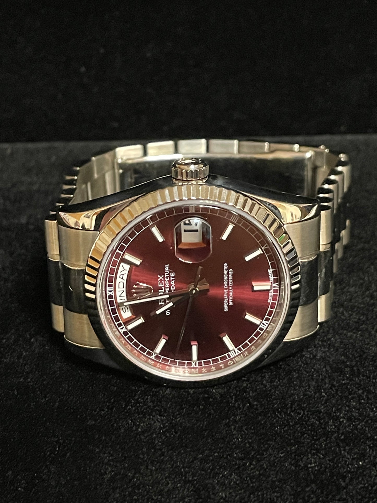 2015 Rolex Day-Date 118239 Cherry Red Dial 18kt White Gold With RSC Records 36mm