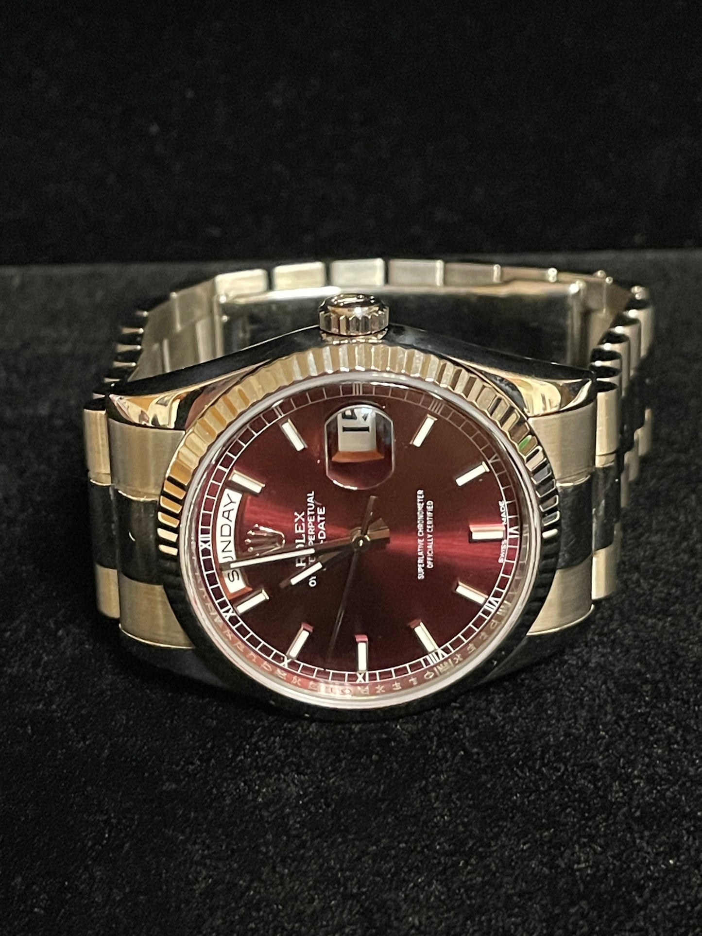 2015 Rolex Day-Date 118239 Cherry Red Dial 18kt White Gold With RSC Records 36mm