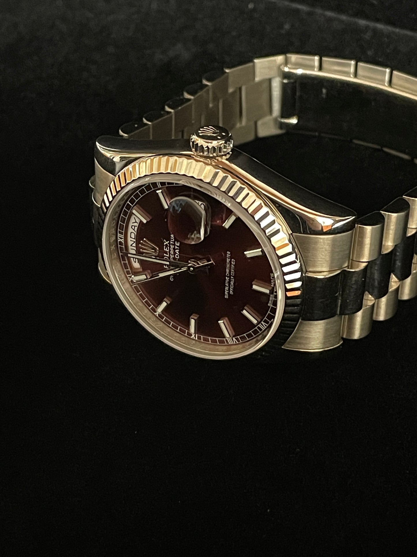 2015 Rolex Day-Date 118239 Cherry Red Dial 18kt White Gold With RSC Records 36mm