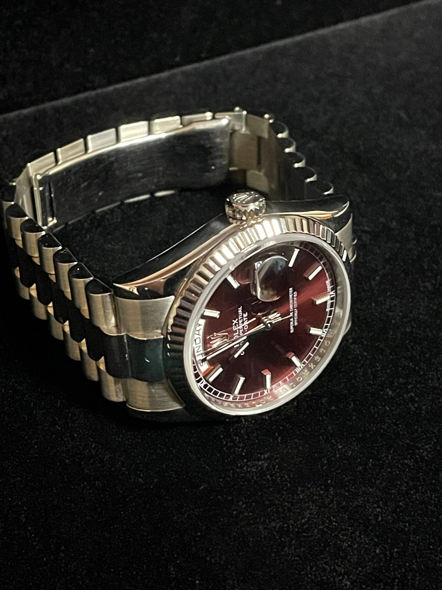2015 Rolex Day-Date 118239 Cherry Red Dial 18kt White Gold With RSC Records 36mm