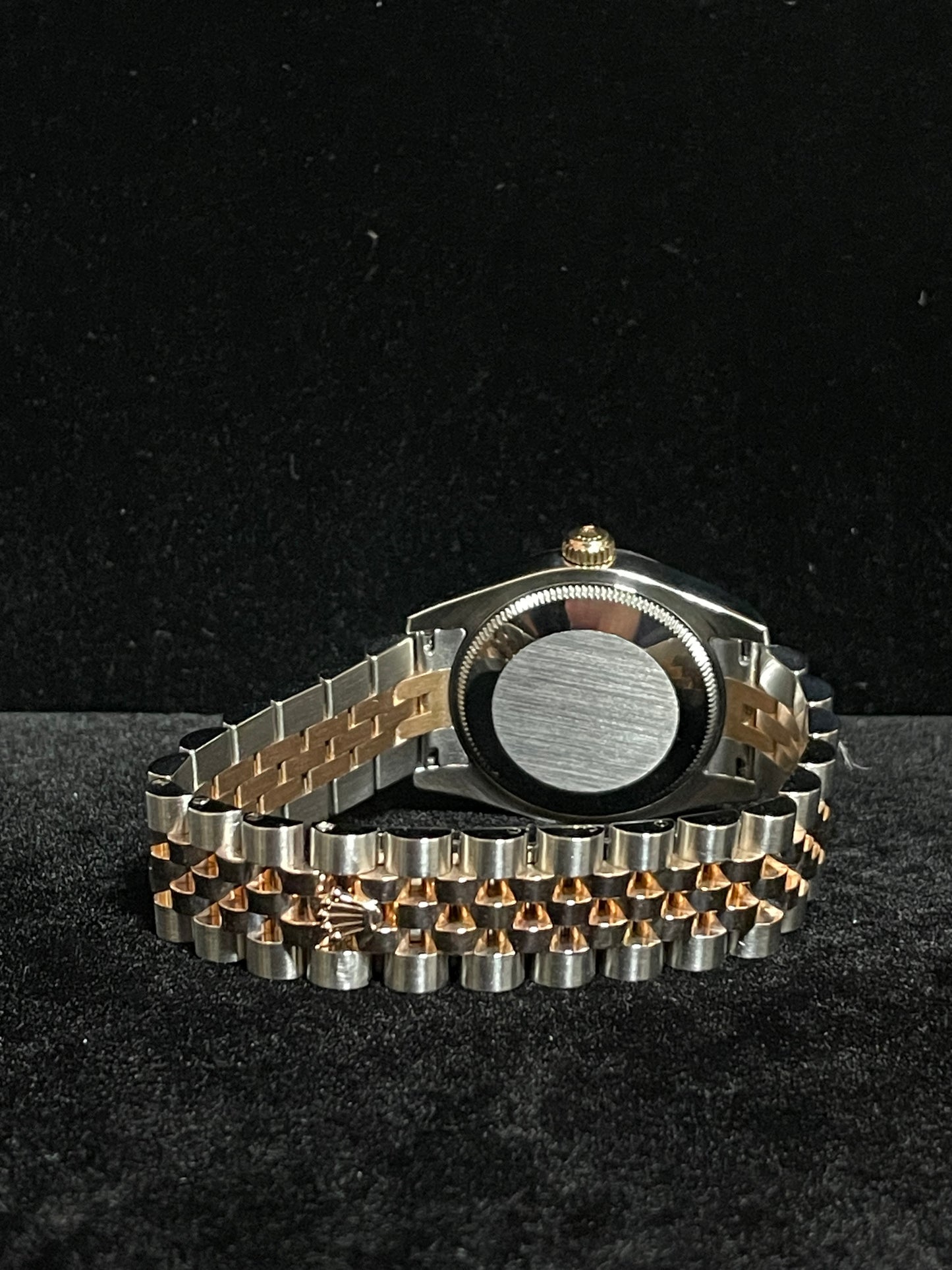 OH 2010 Rolex Datejust Midsize 178271 Black Roman TT 18kt Rose Jubilee Papers 31mm