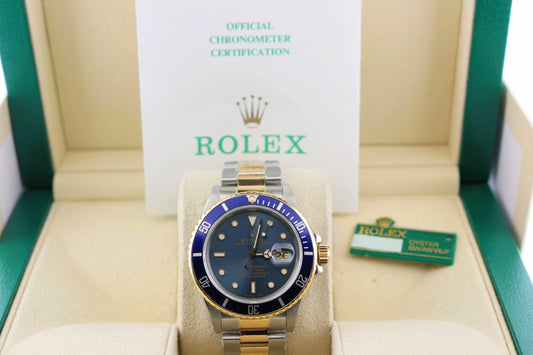 1987 Rolex Submariner 16803 Ghost Blue Spider Dial TT Oyster With Papers 40mm