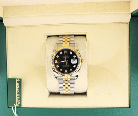 2006 Rolex Datejust 116233 Black Diamond Dial TT 18kt Jubilee No Papers 36mm