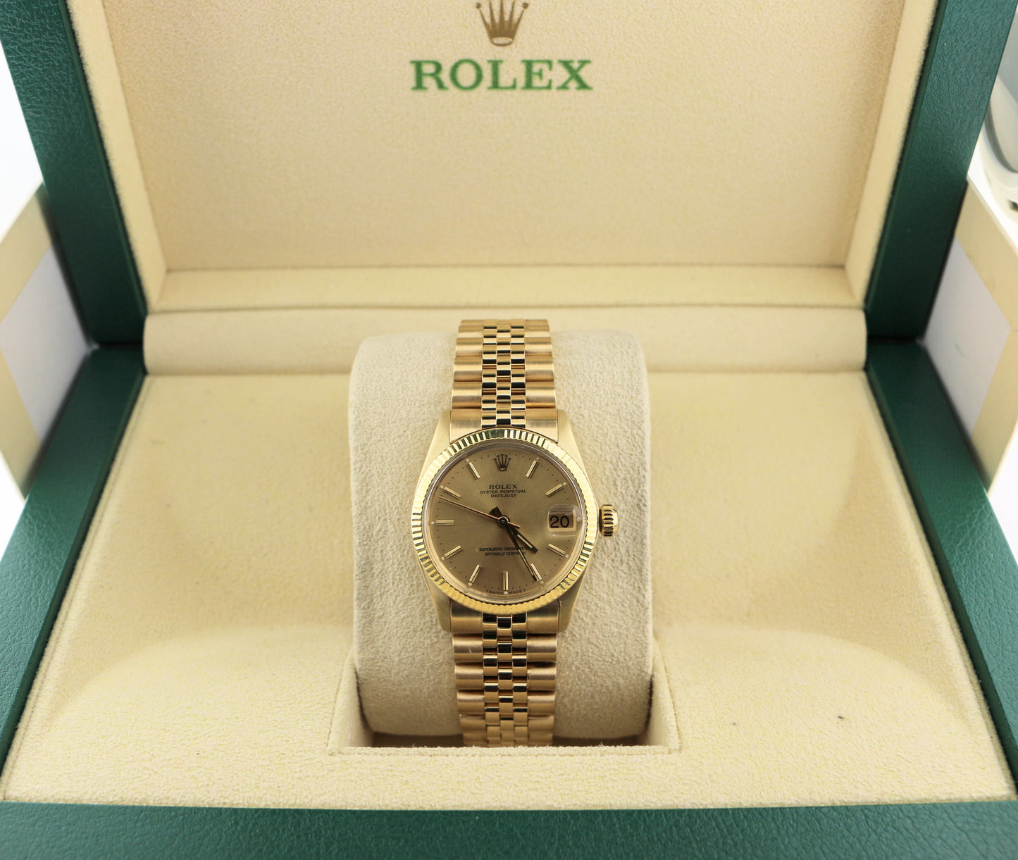 1974 Rolex Datejust Midsize 6827 Champagne Dial 18kt Yellow Gold Jubilee 31mm