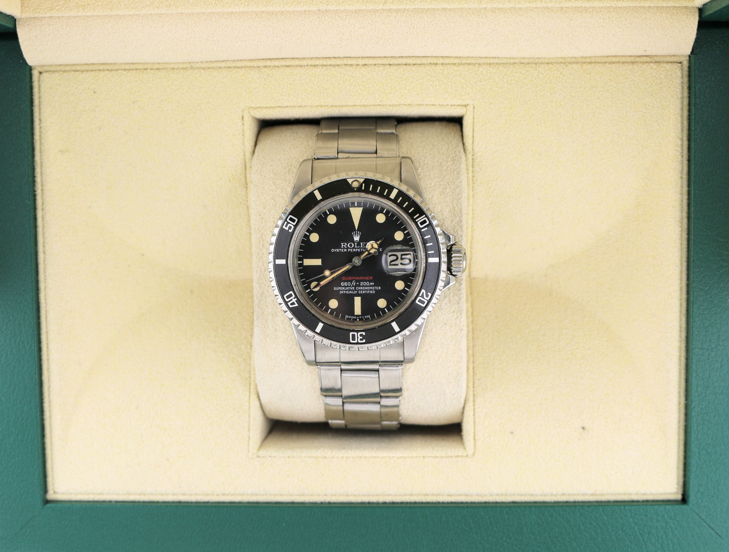 1973 Rolex Submariner Red 1680 Black Dial MK4 SS Oyster No Papers 40mm