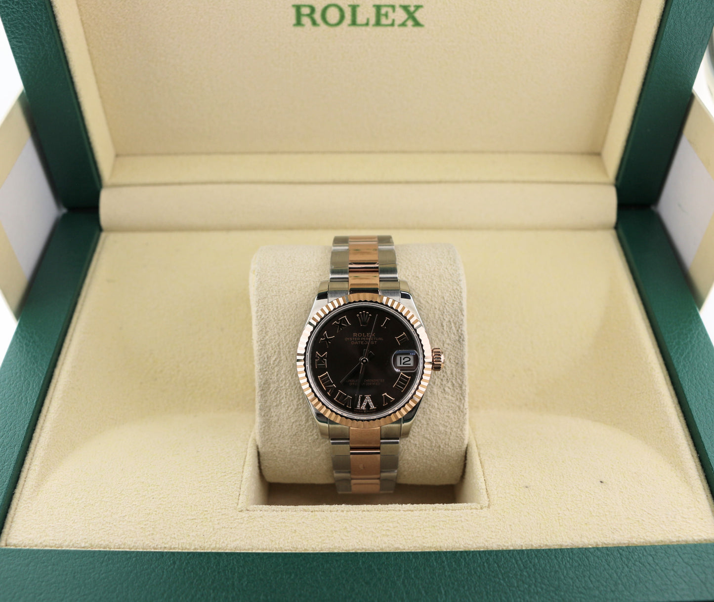 2025 Rolex Datejust 278271 Chocolate Roman Diamond VI TT Rose Gold Oyster 31mm