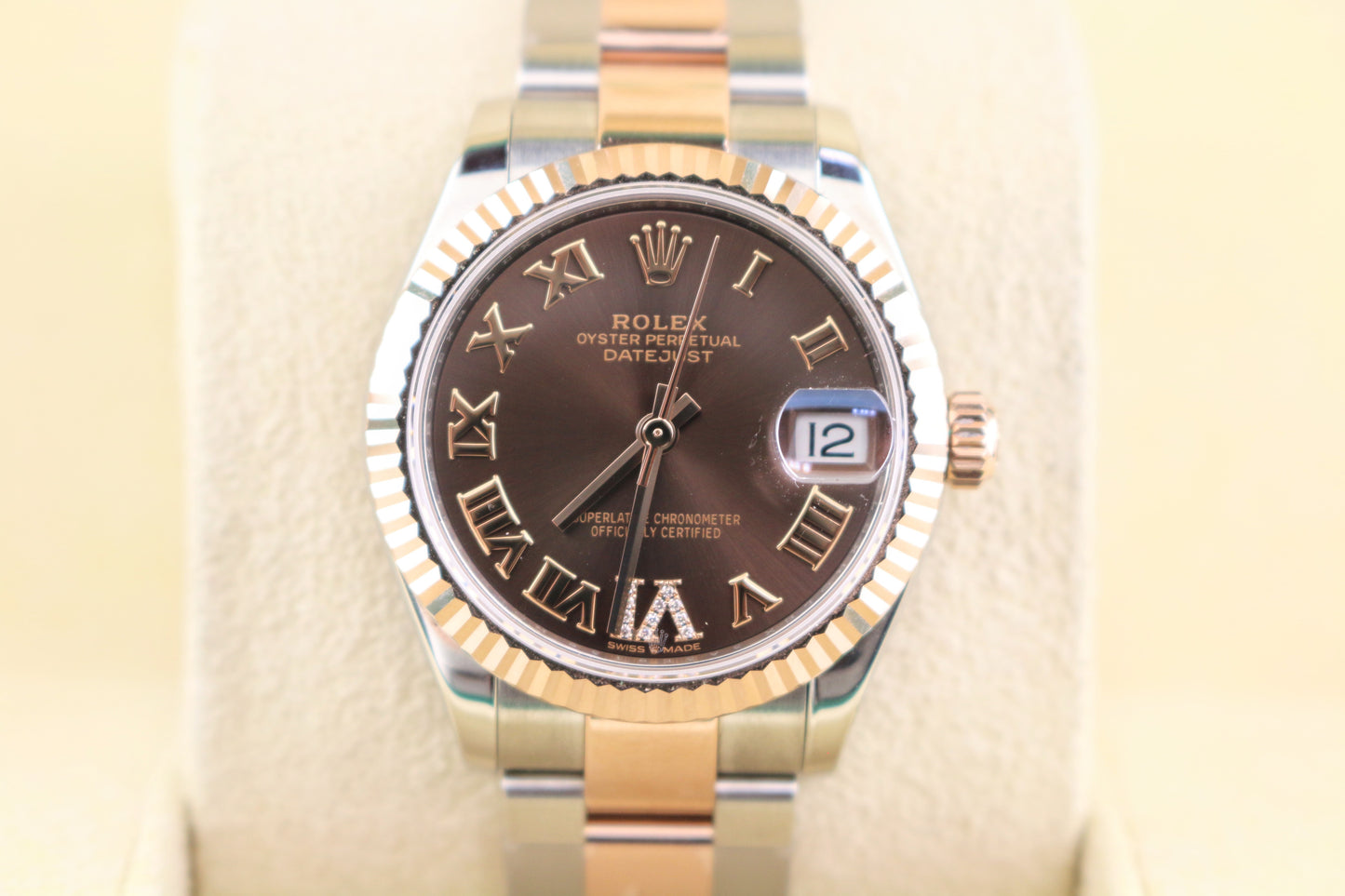 2025 Rolex Datejust 278271 Chocolate Roman Diamond VI TT Rose Gold Oyster 31mm