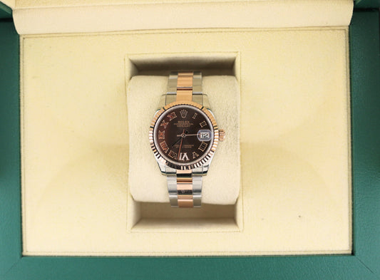 2025 Rolex Datejust 278271 Chocolate Roman Diamond VI TT Rose Gold Oyster 31mm