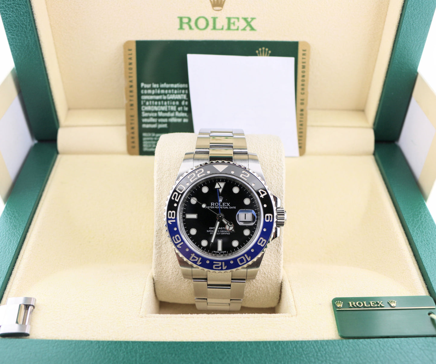 OH 2013 Rolex GMT-Master II Batman 116710BLNR Black Dial SS Oyster With Papers 40mm