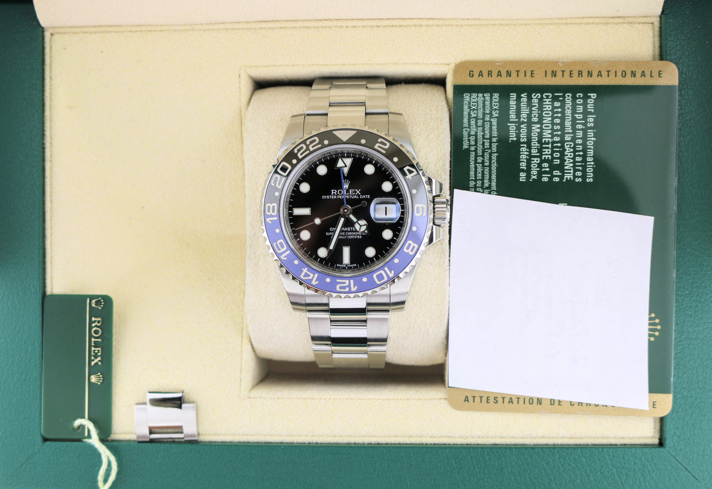 OH 2013 Rolex GMT-Master II Batman 116710BLNR Black Dial SS Oyster With Papers 40mm