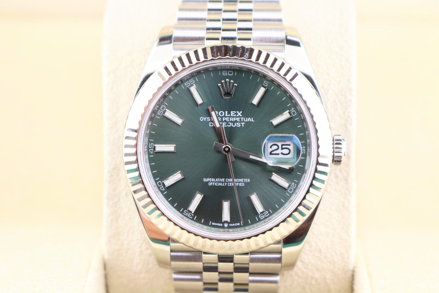 2022 Rolex Datejust 126334 Mint Green Dial SS Jubilee With Papers 41mm