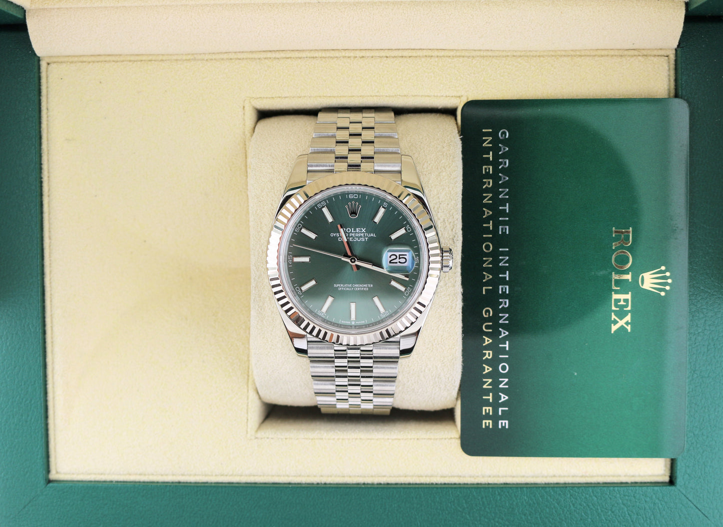2022 Rolex Datejust 126334 Mint Green Dial SS Jubilee With Papers 41mm