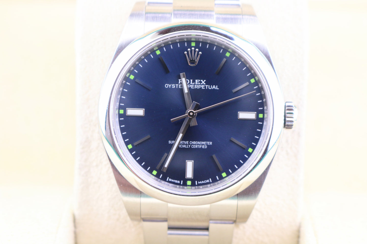 2014 Rolex Oyster Perpetual 114300 Blue Dial SS Oyster No Papers 39mm
