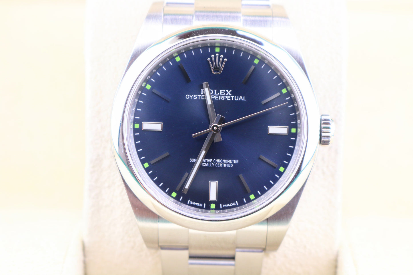 2014 Rolex Oyster Perpetual 114300 Blue Dial SS Oyster No Papers 39mm