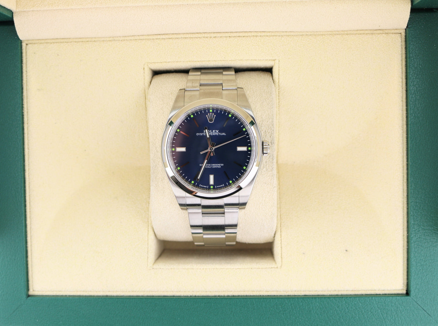 2014 Rolex Oyster Perpetual 114300 Blue Dial SS Oyster No Papers 39mm